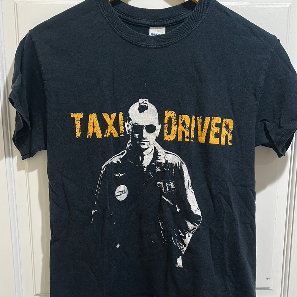 Taxi driver Black Graphic T-Shirt with Yellow Print